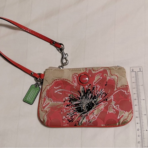 Coach poppy orange and tan wristlet - Picture 2 of 5
